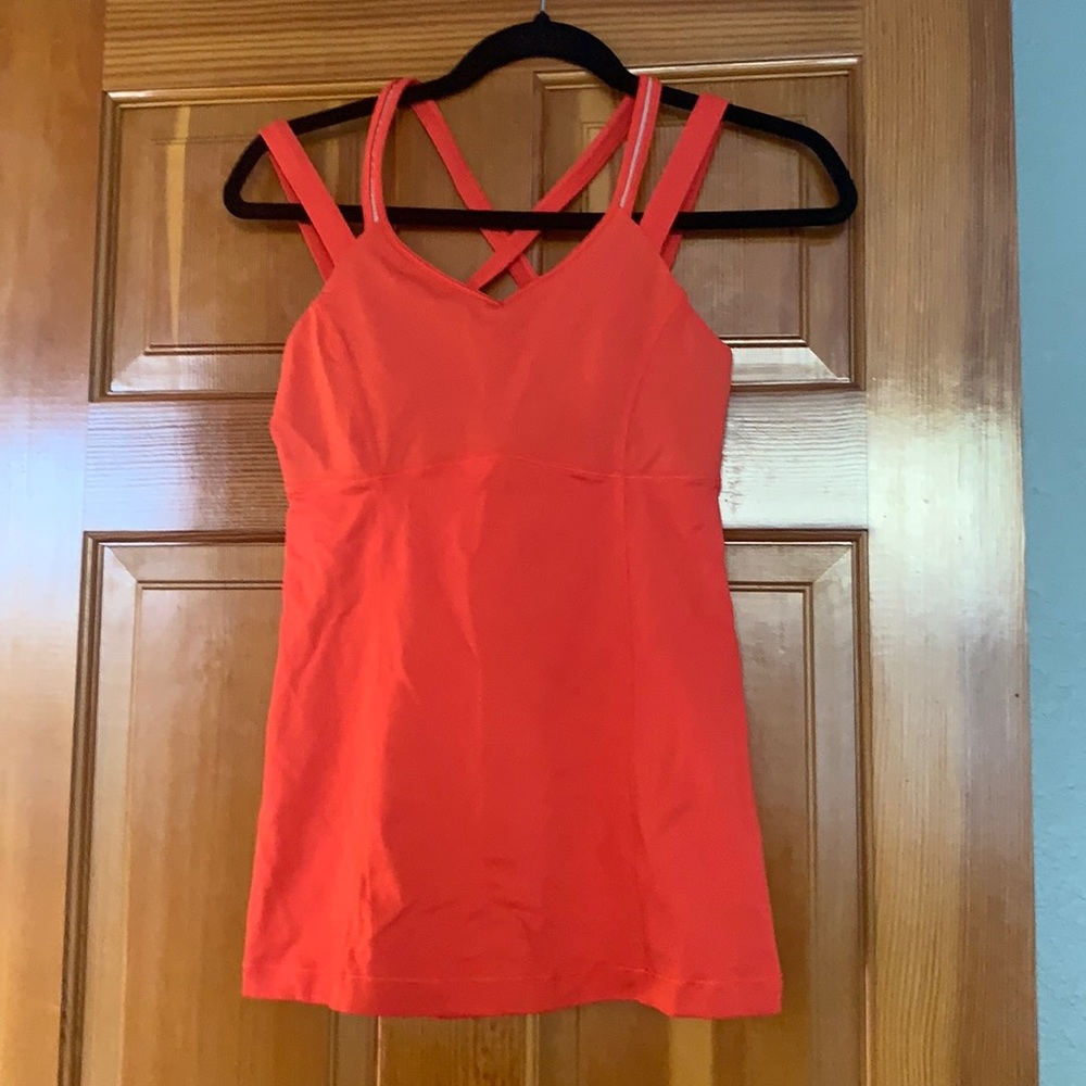 Gorgeous Red Lululemon Top Size 6 with Strapy Back